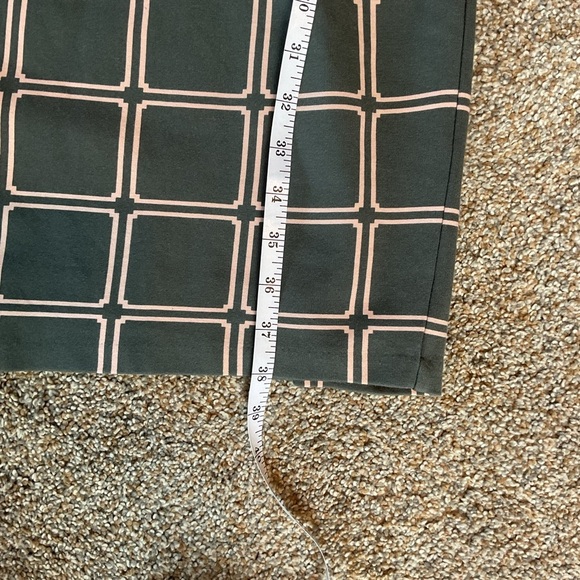 Boden Eliza Ponte Dress Geometric Square. Olive Green with Pink. Size 8 Long. - Picture 7 of 9
